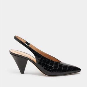 Altuzarra Glossy Black Croc Slingback Heels Size 8.5 / 39